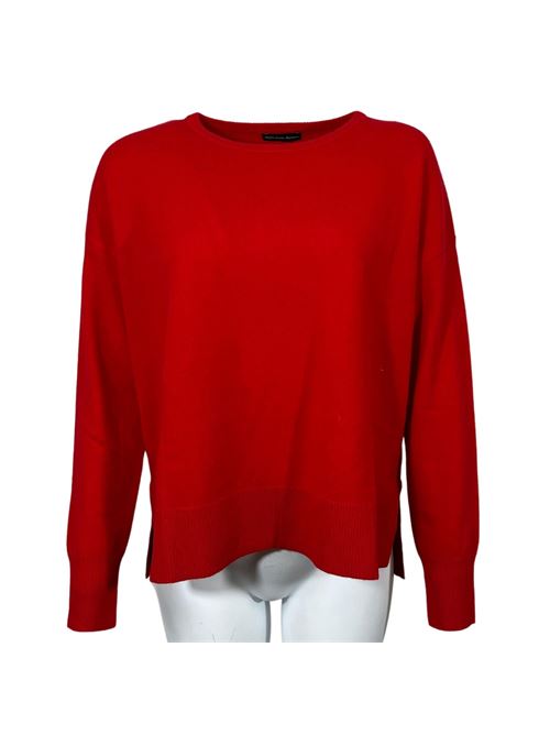 WOMEN'S CREW NECK SWEATER ASYMMETRICAL CUT RED ESSENTIEL STUDIO | LMD036ROSSO